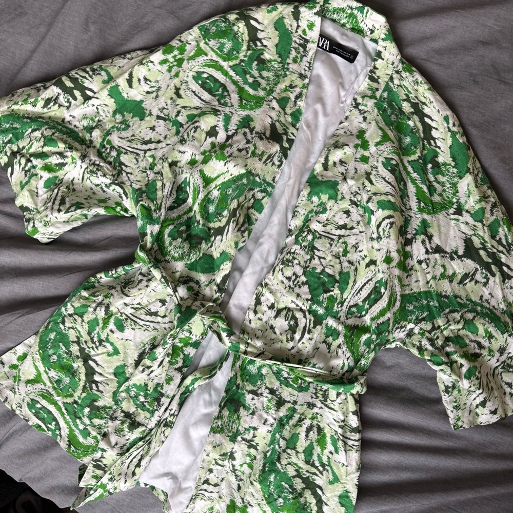 Zara Linen Blend Printed Kimono (M-L)